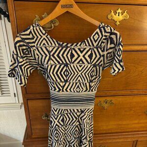 NWT - Blue and white geometric-print dress, Plenty by Tracy Reese, X-Small